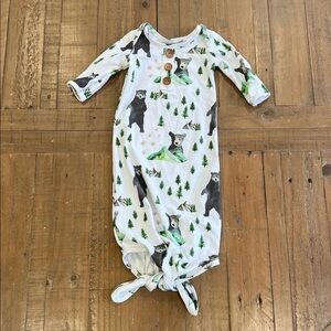 Caden lane forest friends knotted gown 0-3 months mountains bears